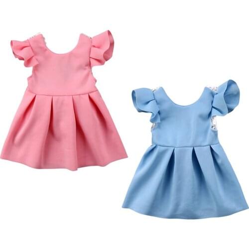 Baby Girls Toddler Princess Bow Dresses Kids Lace Ball Gown Party Dress Sundress