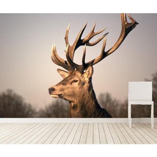 Custom large murals,papel de parede Deer Head Animals wallpapers,bar dining room living room sofa TV wall kids room wallpaper