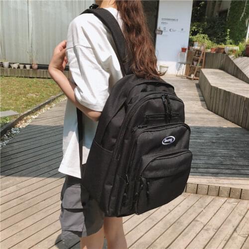 Casual Women Backpack Large Capacity School Bags for Girl Black Solid Color School Backpack Travel Oxford Womens Shoulder Bag