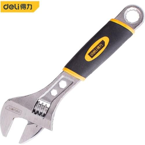 Deli Adjustable Wrench Anti-rust Spanner Repair Hexagonal And Plum Blossom Holes With Twisted Nuts Wide Jaws Adjustable Wrench