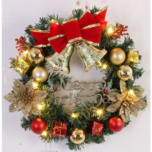 30/40cm Christmas Wreath With Bow Christmas Decoration Door Hanging Rattan Ornament Garland Xmas Decorations For Home