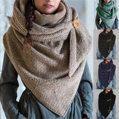 Scarf Women Fashion Autumn Winter Solid Color Button Star Soft Wrap Thick Warm Scarf Shawl Multi-purpose Scarves Scarf
