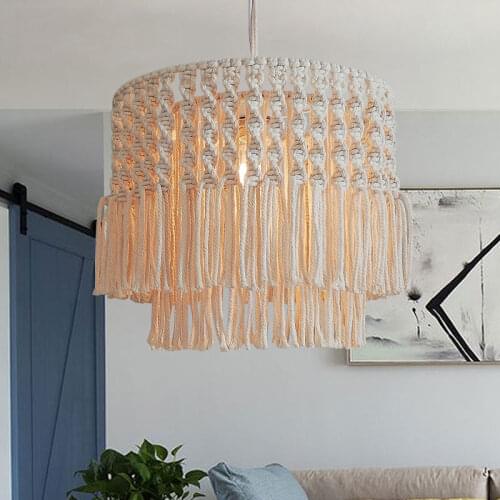 Modern Cotton Rope Chandelier Dining Room Balcony Living Room Pendant Lamp Creative Hanging Lamp Hand Woven Lighting Fixture