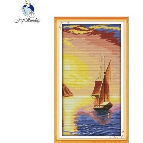 Twilight sail handmade crafts Chinese Cross stitch Counted Printed On Fabric 14CT 11CT Cross Stitch Pattern Needlework Pattern