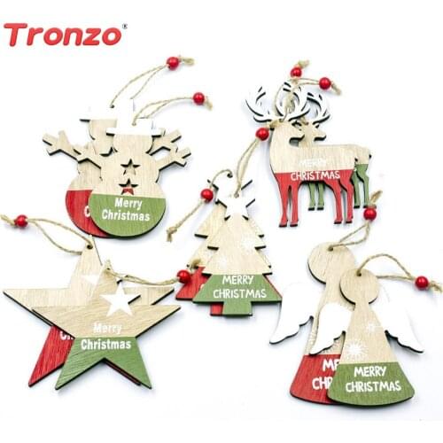 Tronzo Christmas Wooden Decoration Painted Letters DIY Christmas Tree Ornaments Christmas Decorations Xmas 2020