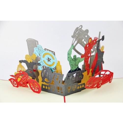 Super hero pop up card 3D cards greeting card free shipping