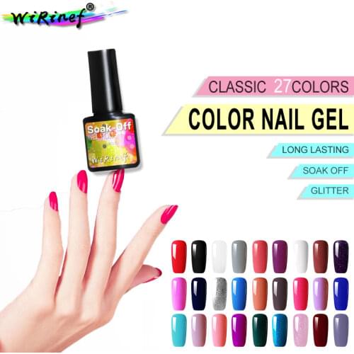 WiRinef 27 Colors Gel Lacquer Soak-Off UV LED Glue Nail Polish Long-lasting Manicure For Nail Art Gel Varnish