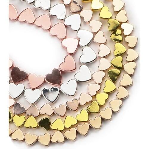 YHBZRET 6x5mm Gold Silvers Love Heart Hematite Natural Stone Charms loose Spacer Beads For Jewelry Making Diy Bracelet Necklace