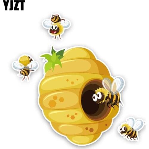 YJZT 15.4CM*15.1CM Bees Build Beehives Car Sticker Originality PVC Decal 12-300919