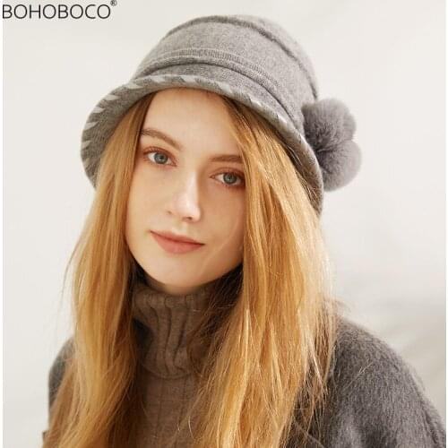Women Knit Hat Classic Plain 100% Cashmere Knitted Hat Autumn Winter Soft Pure Cashmere Plush hat