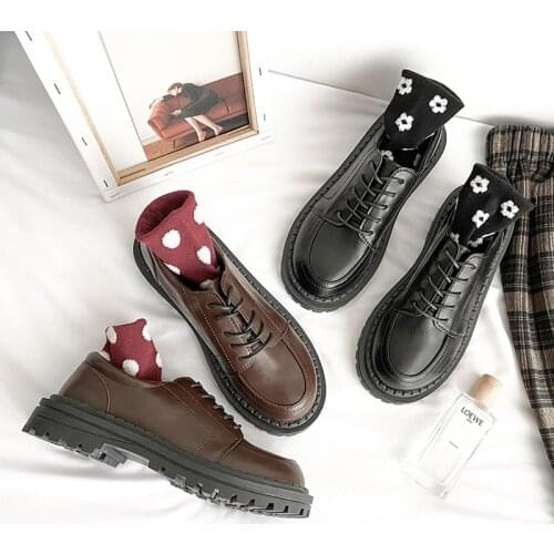 2020 new Japanese womens small shoes fashion British style retro student single shoes wild thick-soled womens shoes