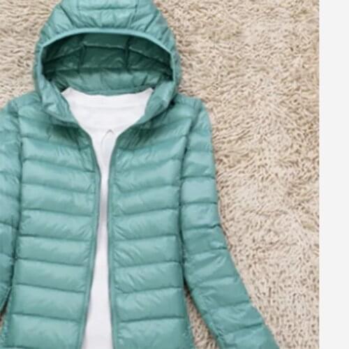 Lightweight down jacket womens plus size jacket 2021 new short stand collar hooded fashion slim fit