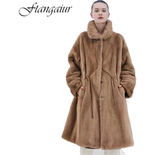 Ftangaiur 2019 Winter Import Velvet Mink Coat Double-sided wear Big Loss Mink Coat Womens X-Long Real Natural Mink Fur Coats