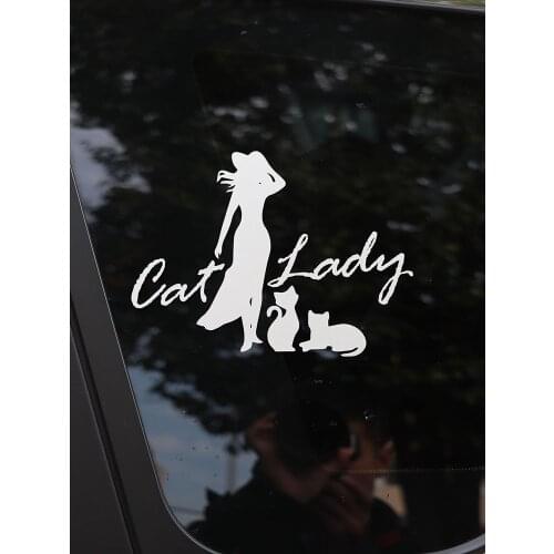 ZTTZDY 18*13CM Cat Lady Car Vinyl Decal Sexy Styling Sticker Black/Silver ZJ4-0144