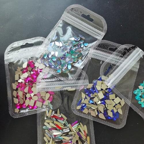 100pcs/Lot Aurora Rhinestone Flatback AB /White Royal-Blue Gem-Green Peony Waterdrop/Heart Crystal Decal Nailarts GlassStones 89