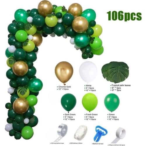 4 Sets Jungle Party Green Balloon Garland Arch Kit with Palm Leaves for Birthdays Baby Shower Party Decorations Wholesale X2