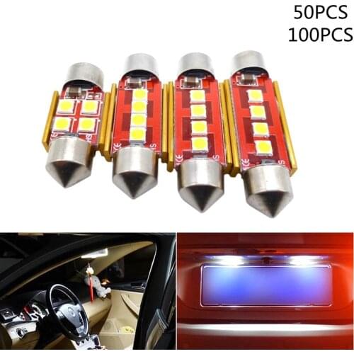 50PCS 100PCS FESTOON LED BULB C5W C10W Car LED Reading Dome License Plate Lamp White For Toyota Corolla RAV4 Camry Prado