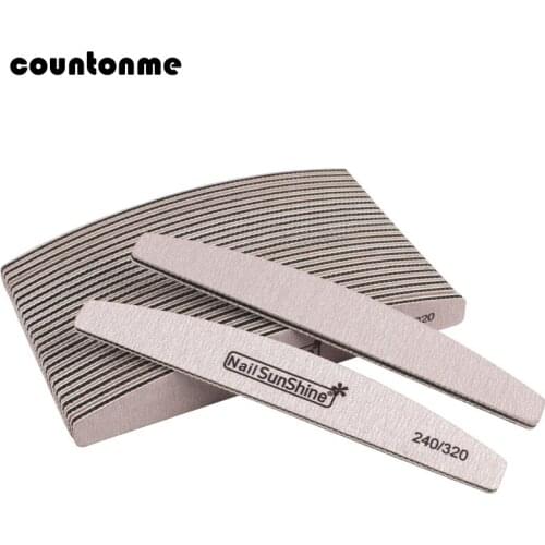 50Pcs/lot Grey Boat Nail File 240/320 Washable strong Buffer Block Emery Board Block Files UV Gel Polish Manicure Salon Tools