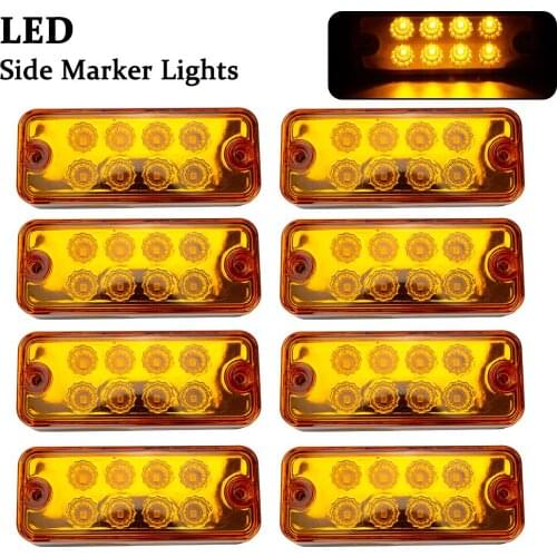 8x LED Side Marker Lights Car External Lamp Warning Tail Lamp Indicator Auto Trailer Truck Signal Clearance Light Waterproof