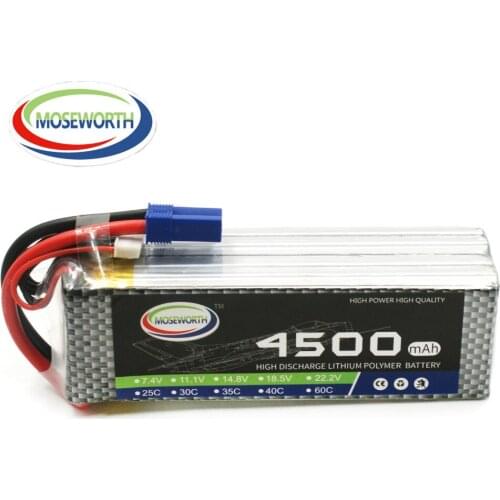 New 6S 22.2V 4500mAh 30C 40C 60C RC Lipo Battery For RC Helicopter Drone Car Boat Tank Quadcopter Airplane Remote Control 6S RC