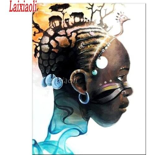 Diamond Embroidery African woman Diamond Painting Full Square Mosaic abstract Girl Picture Of Rhinestones Home Decoration art