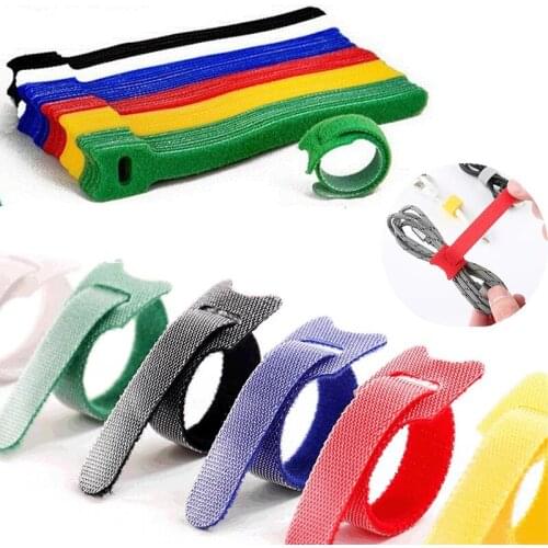 Color Velcro self-adhesive cable ties can be reused, strong Velcro cable management and DIY accessories T-shaped tie