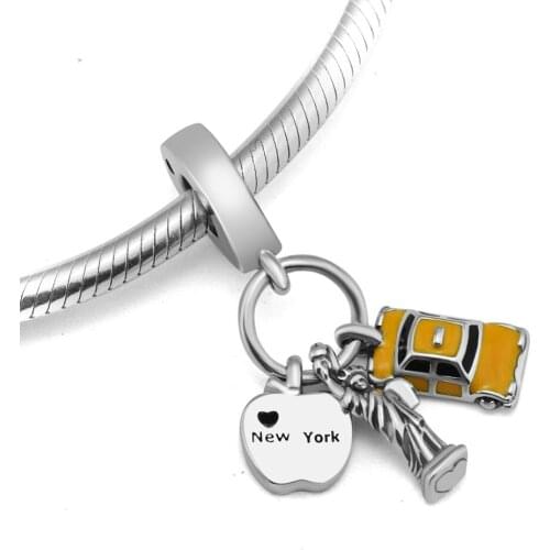 DIY Fits for Pandora Beads Bracelets New York Highlights Dangle Charms 100% 925 Sterling-Silver-Jewelry Free Shipping