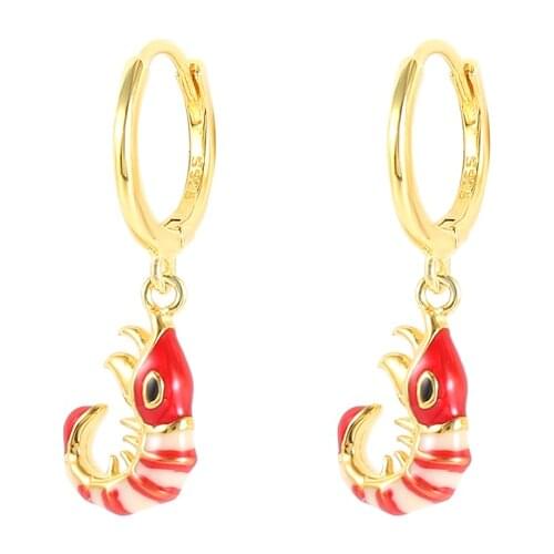 Enamel Ocean Series Pendants Earrings For Women 925 Silver Earring Trend Hoop Earring Jewelry Shrimp Surfboard Pendientes Aretes