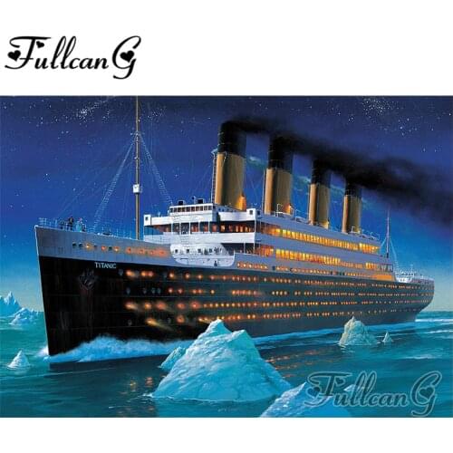 FULLCANG full square/round drill diy 5d diamond painting "titanic" embroidery rhinestone cross stitch kits gift decor FC210