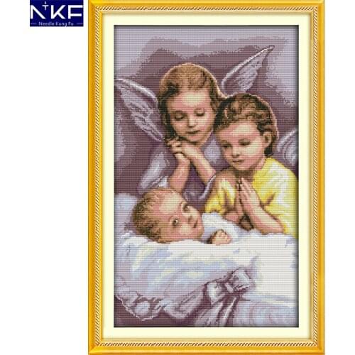GG Angels Prayer Cross-stitch Patterns Embroidery Stamped Kits Cross-stitching Needlework Handmade Chinese Cross Stitch