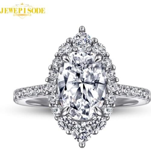 Jewepisode 925 Sterling Silver 2ct Mariquesa Cut Lab Diamond Zircon Engagement Rings Women Fine Jewelry Halo Ring Drop Shipping