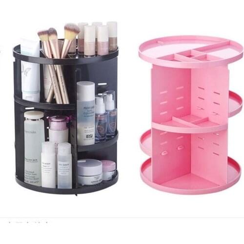 K-STAR Brush Holder Jewelry Case Makeup Cosmetic Storage Box Shelf New Fashion 360-degree Rotating Makeup Organizer