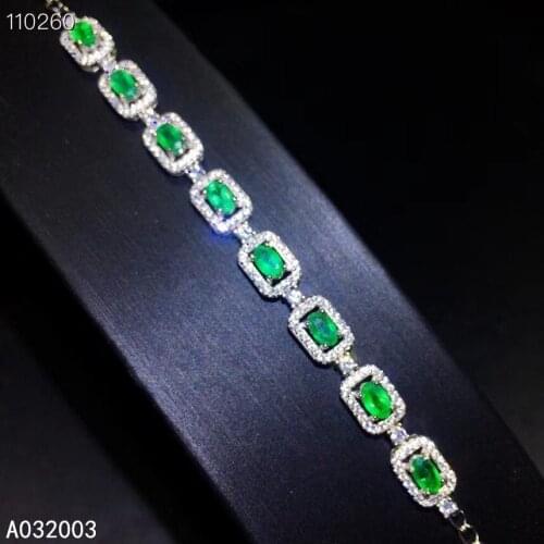 KJJEAXCMY Fine Jewelry 925 Sterling Silver Inlaid Emerald Women Hand Bracelet Luxury Support Detection