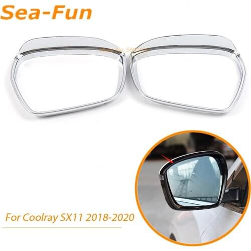 For Geely Coolray SX11 2018 2019 2020 Rearview Mirror Visor Trim Chrome Side Door Rear View Mirror Rain Guard Frame Accessories