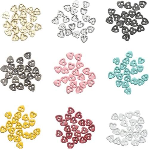 20Pcs 4mm Doll Clothes Buckles Heart Shape Mini Buttons Metal Buckle Stuffed Toys DIY Sewing Material Dolls Clothing Accessories