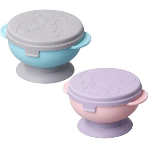 Baby Feeding Bowl Tableware with Lid Baby Food Snack Catcher Baby Eat Learning Training Bowl with Suction Cup Baby Food