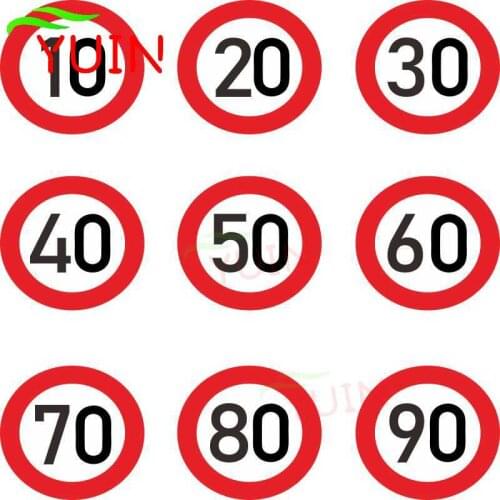 Fashion Customizable High Quality Car Sticke Decalr,Limit Speed 10 20 30 40 50 60 70 80 90 Km/h for Cars Decoration,35x35cm