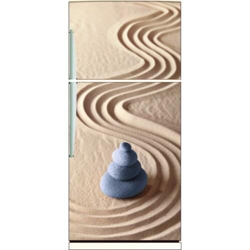 DIY Fridge Sticker Stones On Sand Refrigerator Dishwasher Door Wrap Kitchen Wallpaper Accessories Modern 3d Wall Stickers