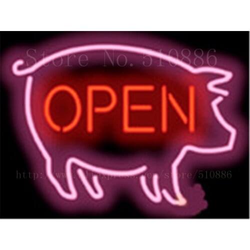 Pig Open Meat Glass Tube neon sign Handcrafted Light Bar Beer Pub Club signs Shop Store Business Signboard signage 17"x14"