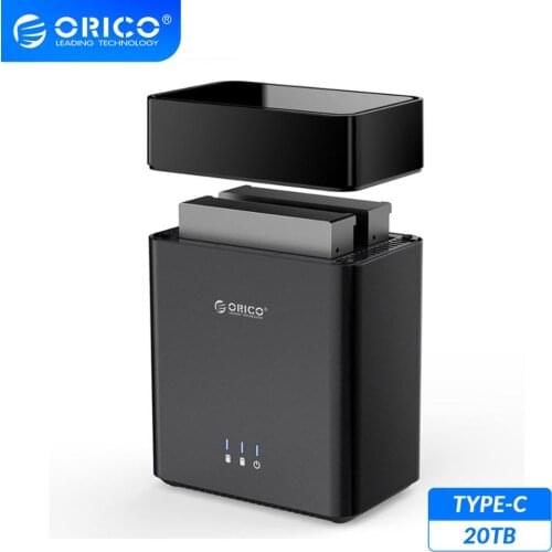 ORICO DS Series 2 Bay 3.5'' Type C HDD Docking Station Magnetic 20TB Max HDD Case Support UASP 12V4A Power USB3.1 HDD Enclosure