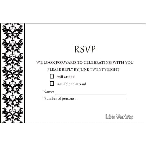 Personalized RSVP Card with Free Envelope for Wedding / Party,50 pcs/lot,R18