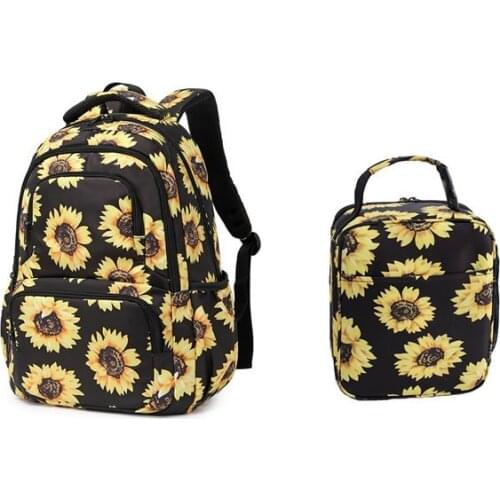 Casual 2 in 1 Backpacks Kids School bags Cute Sunflower print Large Female Knapsack Waterproof College Laptop Backpacks Mochilas
