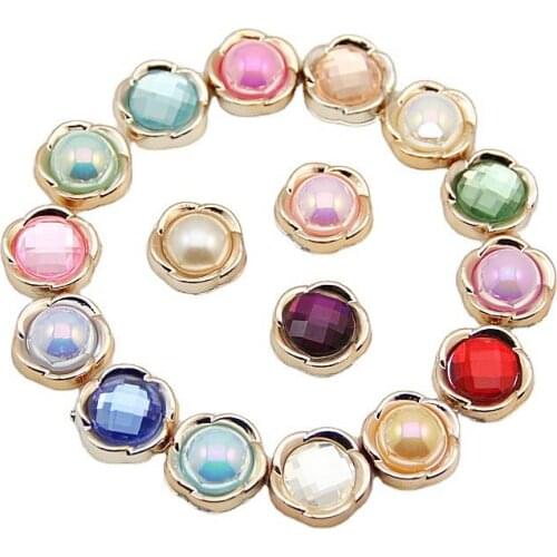 10pcs 18mm Ab Color Cabochon Plastic Buttons For Clothing Flatback Plating Pearl Apparel Handmade Bowknot Decor Diy Crafts
