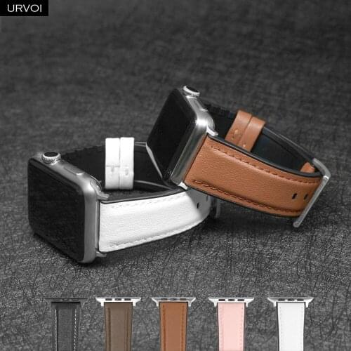 URVOI band for Apple Watch series 6 SE 5 4 3 2 1 leather strap for iWatch leather back comfortable feel soft touch 38 40 42 44mm