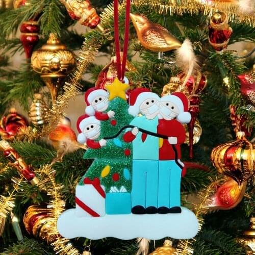 Christmas Creative Family Gathering with Mask Pendant Resin DIY Blessing Signable Home Livingroom Wall Xmas Tree Hanging Bar