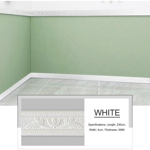 Self Adhesive White 3D Foam Wall Edge Strip Sticker Waterproof Trim Line Skirting Border Decor Corner Waist Line DIY Wallpaper