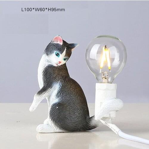 Selettl Cat Table Lamp Modern Resin Animal Bedroom Desk Lamps Living Room Bedside Light Fixtures Home Decor Led Nightstand Lamp