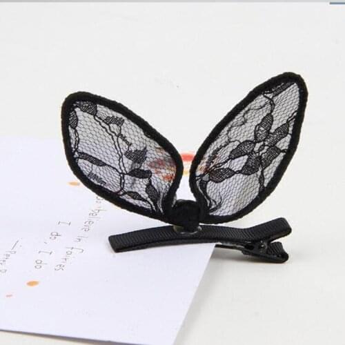 Cute lace bunny ears bow hairpin female girl cosplay bunny ears metal duckbill clip headdress fashion hair accessories gifts