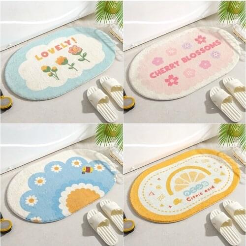 Nordic Flower Bath Mat Doormat Absorbent Carpet Blue Entrance Balcony Area Floor Rugs Bath Living Room Bathroom WelcomeTapis Mat