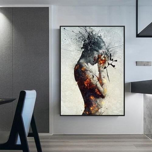 Modern Creative Canvas Painting Broken Woman Statue Art Print Poster Scandinavian Decor Wall Painting for Living Room Decoration